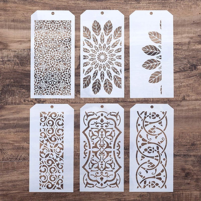 SLGIFT DIY Decorative Stencil Template for Scrapbooking Painting on Wall Furniture Crafts,Set of 6 (Border) - Image 1